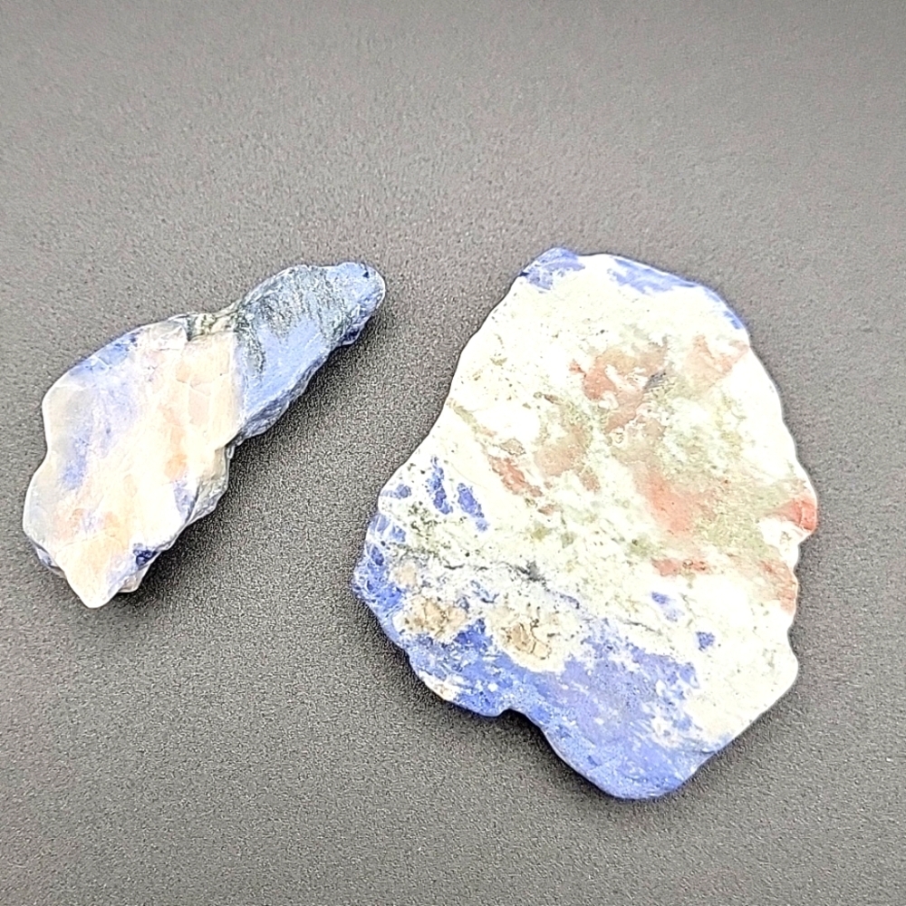 Lot of 2 pieces Raw Slab Blue White Sodalite Gemstone Polished Gemstone